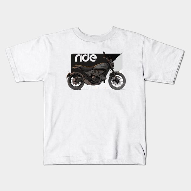 Ride Scrambler Icon dark cyber Kids T-Shirt by NighOnJoy